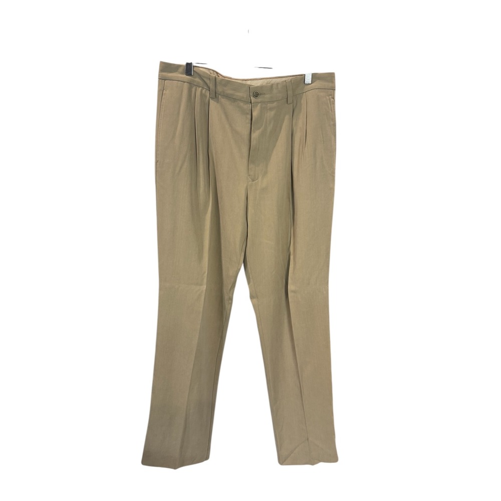 Tommy‎ Bahama Men's Khaki Pleated Silk Blend Dress Pants 35x34 Chino Preppy